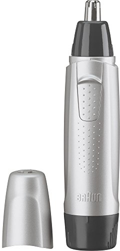 Braun Ear and Nose Hair Trimmer for Men and Women, Battery Operated Electric Groomer, Black/Silver, AA Battery Included