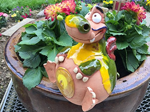 Bauer Gartenstecker Gartenkugel Blumenstecker Gartendeko Beetstecker Drache Keramik