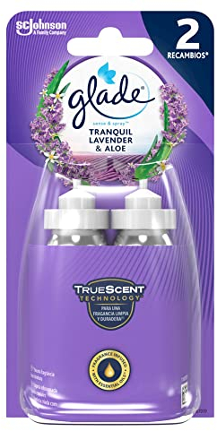 Glade Ambientador Automático Sense & Spray con Sensor de Movimiento, Fragancia Lavanda y Aloe, Duo Pack, 2 Recambios, 2 Unidad (Paquete de 1), 2