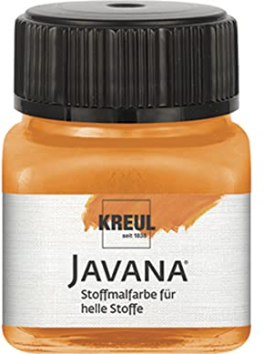 KREUL 90903 - Javana Stoffmalfarbe für helle Stoffe, 20 ml Glas in orange, geschmeidige Farbe auf Wasserbasis mit cremigem Charakter, dringt fasertief ein, waschecht nach Fixierung