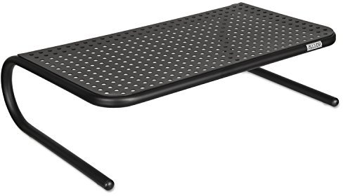 Allsop Large Metal Art Monitor Stand, 18-Inch Wide Platform Holds 50 lbs with Keyboard Storage Space - Black (30336)