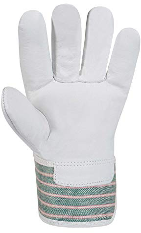 teXXor Handschuhe Rindvollleder-Handschuhe MONTBLANC I Leder Natur/Drell grün-rot-gestreift 12