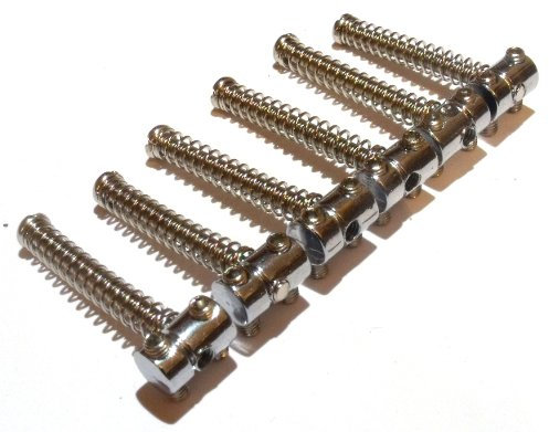 Set of six telecaster bridge saddles in chrome 35mm long screw