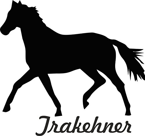 Werbetechnik Sotirios Papoutsis 2X Auto Aufkleber TRAKEHNER Pferd 2X Car Sticker Konturgeschnitten (ca. 11x10 cm) (Schwarz)
