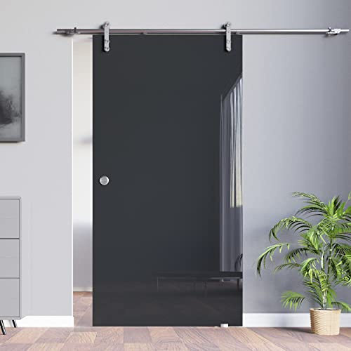 BV1025BA: Glasschiebetür Glas Schiebe Tür VSG hochglanz schwarz 1025x2050mm inkl. Soft-Stop Edelstahl Schiebetürbeschlag