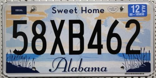 Flaches Alabama Nummernschild (Nicht geprägt), USA Kennzeichen Schild mit Motiv: Sweet Home (Deko - Blechschild)