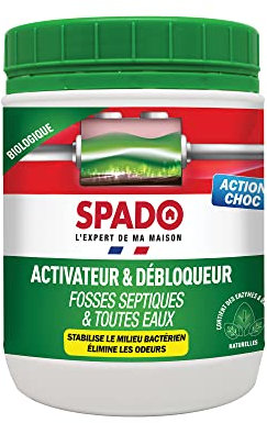 SPADO - Activateur & débloqueur fosses septiques & toutes eaux - Redémarre & active une fosse - Traitement choc biologique - Elimine les odeurs - 500 G - Fabriqué en France
