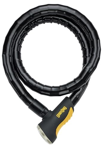 OnGuard Rottweiler 4' Armored Key Cable – 120 cm Hardened Steel-Sheathed Cable, X2P Double Bolt Lock, Z-Cylinder Core, Vinyl-Coated Armor, 5 Laser-Cut Keys