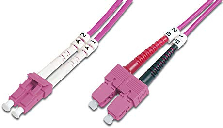 DIGITUS DK-2532-10-4 – Glasfaserkabel OM4 – 10 m – LC zu SC – Duplex LWL Kabel – 1/10/40/100 Gbit/s – MM Multimode Glasfaser LAN Kabel – Fasertyp: 50/125 µ – Violett (Violet)
