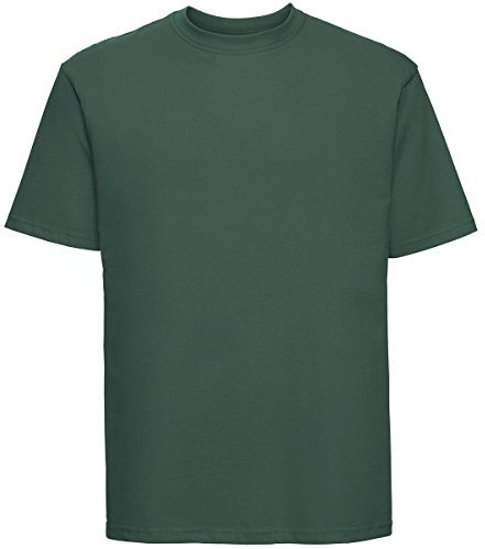 Russell Collection Men's Short SleeveT-Shirt - Green - Bottle Green - X-Large