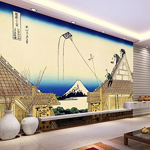 Atelier WYBO Papier Peint d’Artiste Traditionnel Japonais/Tapisserie numérique «Cerf-Volant» en 3 lés. (360 Centimètres, 270 Centimètres)