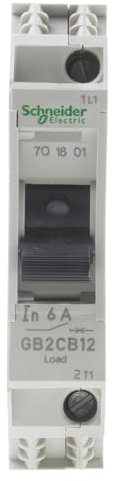 Schneider Electric GB2CB12 TeSys GB2 Magnetic Thermal Circuit Breaker, 1P, 6A, Id 83A, 74mm x 15mm x 67mm