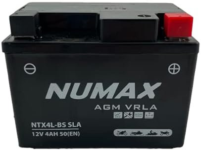 Batterie Numax AGM SLA scellée YTX4L-BS SLA 12 V 4 AH 50 AMPS EN