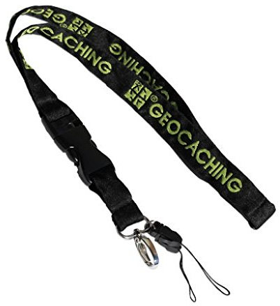 geo-versand Geocaching Lanyard Original Gewebt schwarz grün Geocacher Geschenk