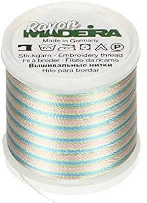 Madeira M9840-2103 Maschinenstickgarn, Rayon, #2103 Blau/Rosa/Grün, 2.79x2.79x3.3 cm
