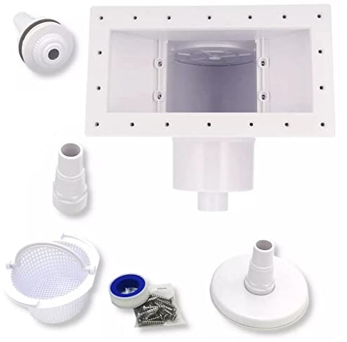 Duraol Breitmaulskimmer I Hochwertiger Skimmer aus Kunststoff I Pool Einbauskimmer im Breitformat I Pool Skimmer Set für Achtformbecken I Skimmer Einsatz für 38mm Schlauchanschluss