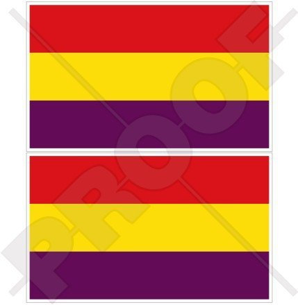 Bandera de España Civil 2 nd República Española 3 (75 mm) vinilo Parachoques Pegatinas, calcomanías x2