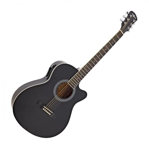 Elektroakustische Gitarre mit Single-Cutaway von Gear4music Schwarz