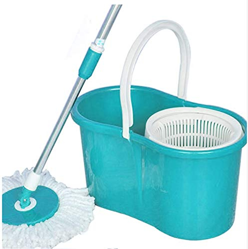 Balai Magique Microfibre 360° - Seau Essorage Express activé à la Main Essoreur Centrifuge Espagnol 360° Mop Manche Inertiel Rotatif