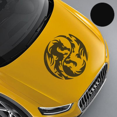 A743 Autoaufkleber Yin Yang Drache 40cm x 40cm schwarz (erh. in 49 Farben und 3 Größen)