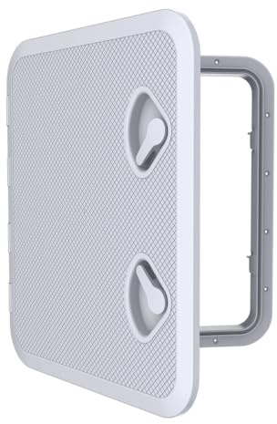 SEAFLO Marine Boat Deck Rectangular Access Hatch - 18.11 x 20.47 (460mm x 510mm) 180° Opening Lid, Non-Skid, Corrosion and UV Resistant, 4-Year Warranty! (White, Standard)