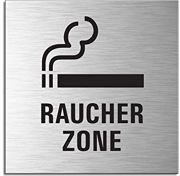 Schild Raucher-Zone Türschild 120 x 120 mm Türschild Aluminium selbstklebend Nr.17148-S