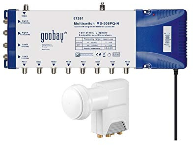 Goobay 67251 Quattro-LNB Satellite-Multi Switch Set (57dB, Full HD, 5in/8out)