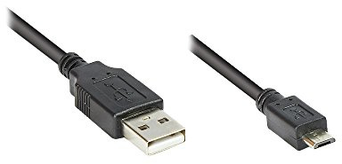 Anschlusskabel USB 2.0 Stecker A an Stecker Micro B, schwarz, 0,15m, Good Connections®