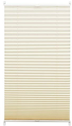 Gardinia Plissee zum Klemmen, Blickdichtes Faltrollo, Alle Montage-Teile inklusive, EASYFIX Plissee Stoff verspannt mit Zwei Bedienschienen, Creme, 80 x 130 cm (BxH)