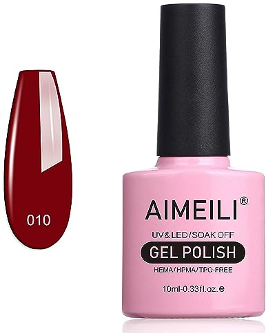 AIMEILI Red Nail Polish Soak Off UV LED Gel Varnish 10 ml - Dark Red Vixen (010)