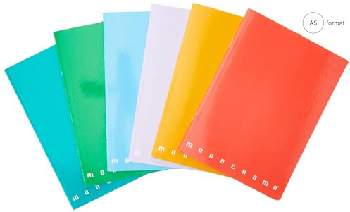 Pigna Quaderni A5 Monocromo, interno 0C, Righe con margine, carta 80 gr., Copertine Assortite, Formato A5 15x21 cm, 10