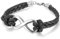 JewelryWe Lederarmband Unendlichkeitszeichen Armband Leder: Herren Damen Edelstahl Infinity Unendlichkeit Symbol Leder geflochten Doppel Korderkette Armreif mit Karabinerverschluss Schwarz Silber