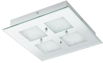 EGLO LED Deckenlampe Pallante, Deckenleuchte, Stahl in Chrom, Spiegel m.Brillantglas in Chrom, klar neutralweiß