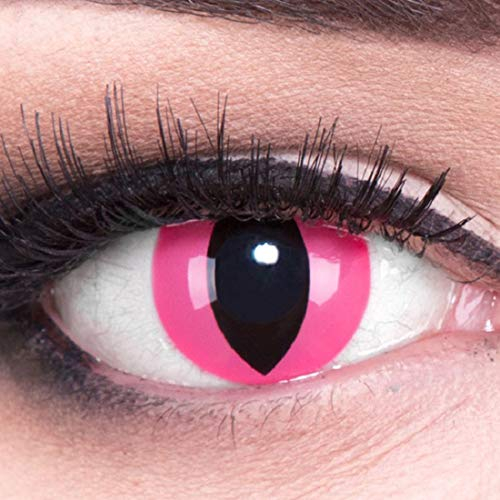 Funnylens 1 Paar farbige pink cat Katzenaugen Crazy Fun Pink Cat Jahres Kontaktlinsen perfekt zu Halloween,Fasching oder Fasnacht mit gratis Kontaktlinsenbehälter ohne Stärke!