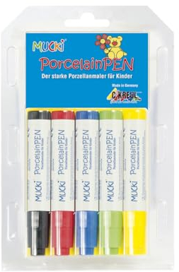 Kreul C. 27151 - Hobby Line Mucki Porcelain Pen, 5er-Set, Grundfarben