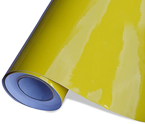 TipTopCarbon 8,55€/m² Glanz Hochglanz Gelb 152cm breit Blasenfrei Autofolie selbsklebend mit Luftkanäle 3D Flex Folie Auto