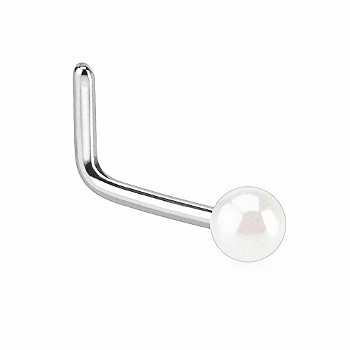 Piercingfaktor Piercing Stab Stecker Barbell Nase Nasenpiercing Nasenstecker Tragus Helix Ohr Lippe Intim Ohrpiercing Spirale gebogen mit Perlen Kugeln Weiß