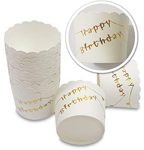 Frau WUNDERVoll® 25 Muffin BACKFORMEN Happy Birthday Gold Durchmesser 6,1 cm/Muffinbackform, Muffinform, Backformen, Backförmchen, Cupcake Formen, Muffin Förmchen Papier