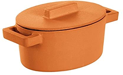 Sambonet Ovale Kasserolle mit Deckel, Gusseisen, Orange, 0 cm, 13x10x7.2 cm