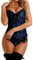 MISS MOLY Damen Schwarz Schlank Dessous Korsagen Corset Strapshemd Korsett Schnürung