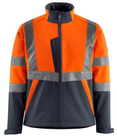 Mascot 15902-253-14010 Kiama Safe Light Fleece on Inner Side Class 2 Softshell Jacket, Size 2XL, Hi-Vis Orange/Dark Navy