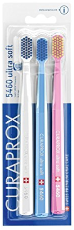 Curaprox CS5460PACK Handzahnbürste Ultra soft, 3 Stück, (farblich sortiert, Farbe nicht wählbar)