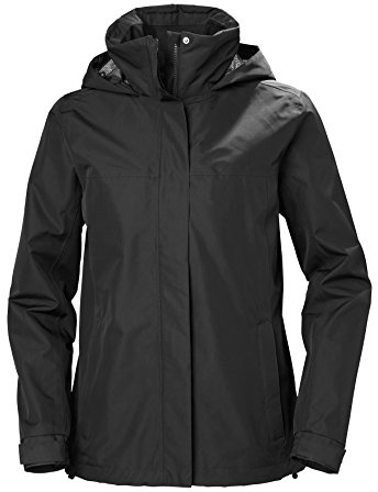 Helly-Hansen Women's Aden Waterproof Windproof Breathable Packable Hood Rain Coat Jacket, 990 Black, 2X-Large