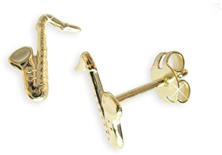 Ohrstecker per Stück echt 14 Karat Gold 585 mit Saxophon (Art 602013/811078)
