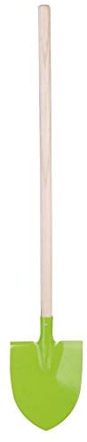 Esschert Design Kinderspaten, Gartenschaufel für Kinder in grün mit Holzstiel, ca. 14 cm x 5 cm x 81 cm