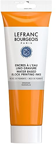 Lefranc & Bourgeois 188219 Linoldruckfarbe auf Wasserbasis, wischfest, geschmeidig für Hochdrucktechniken in der 250ml Tube - Orange