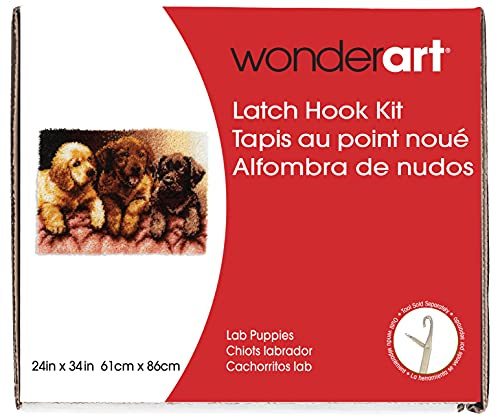 Wonderart Lab Ppies Yarn Latch-Hook Kit 24 X 34100% Acrylic Machine Wash & Dry