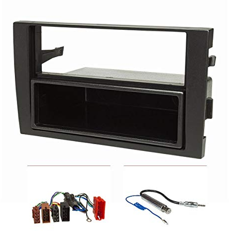 tomzz Audio 2403-026 Radioblende Set kompatibel mit Audi A4 B6 8E schwarz mit Aktivsystemadapter ISO Antennenadapter Phantomeinspeisung DIN nur Modelle mit Symphony