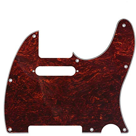 Musiclily 8 Hole Tele Pickguard Scratch Plate for Fender USA/Mexican Standard Telecaster Modern Style Electric Guitar, 4Ply Red Tortoise