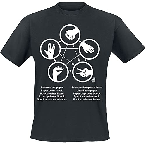 The Big Bang Theory Rock Paper Scissors Lizard Spock Männer T-Shirt schwarz Fan-Merch, TV-Serien